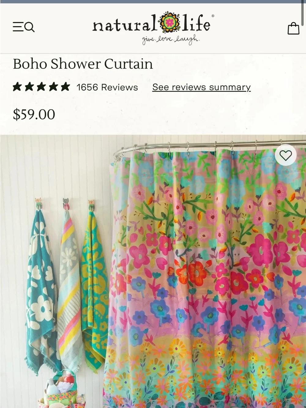natural life Boho Floral Shower Curtain - Multicolor